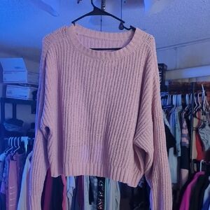 American Eagle Outfitters Light Pink Crew Neck Sweater